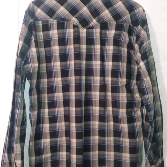 Lucky Brand Men's Western Pearl Snap Long Sleeve Plaid Shirt -  Size Large - Picture 5 of 5